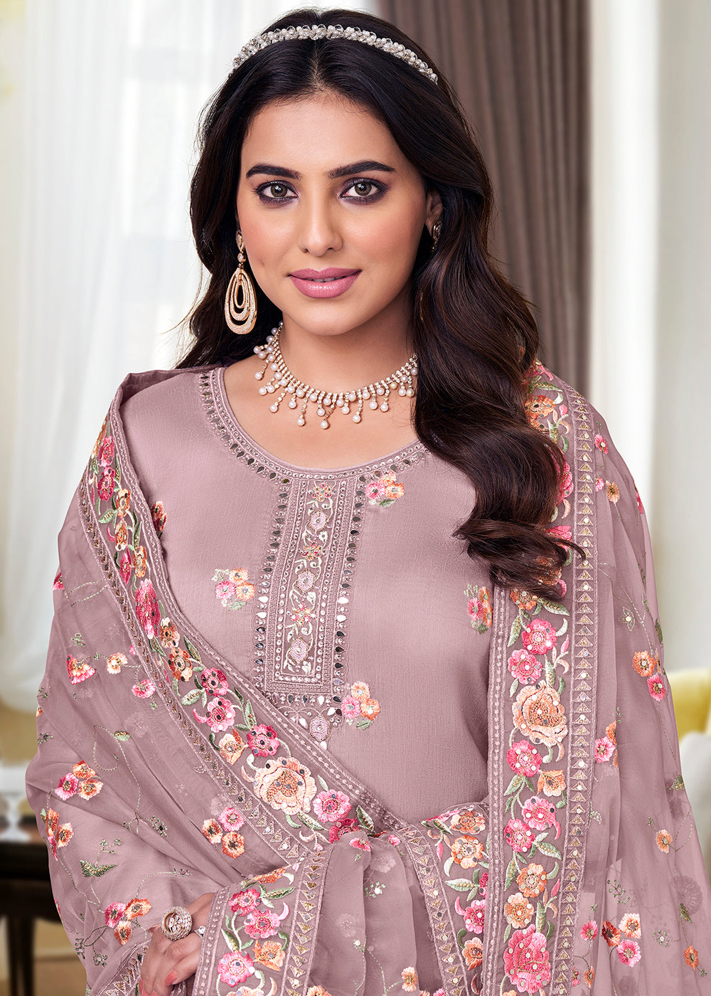 Buy Now Viscose Silk Old Rose Purple Embroidered Salwar Kameez Online in USA, UK, Canada & Worldwide at Empress Clothing.