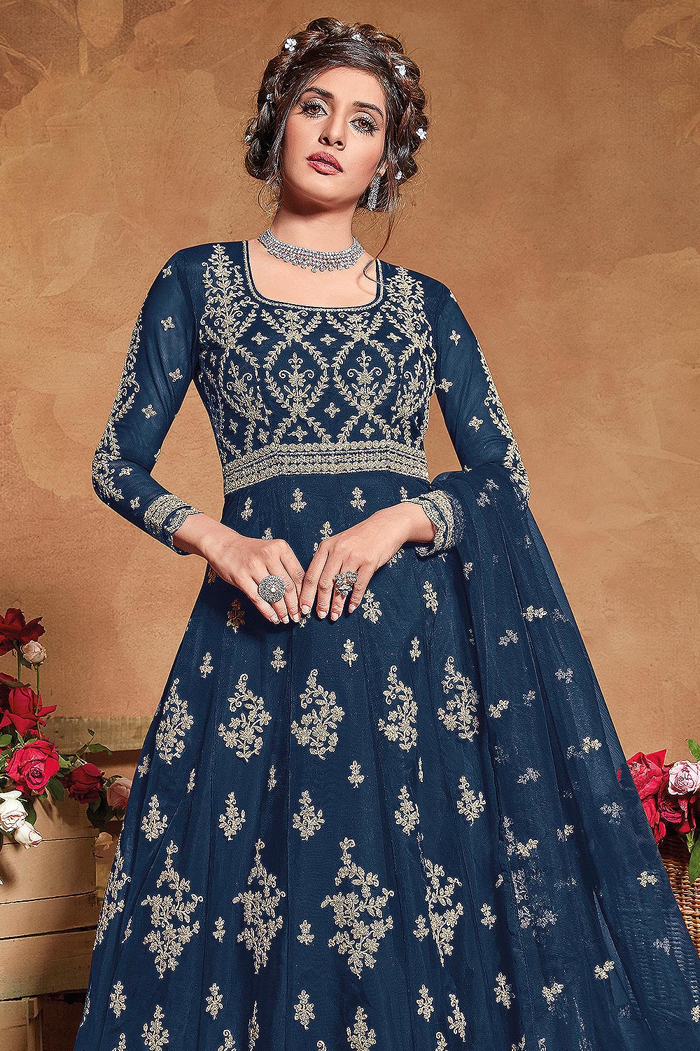 Buy Fabulous Blue Anarkali - Embroidered Floor Length Anarkali Suit