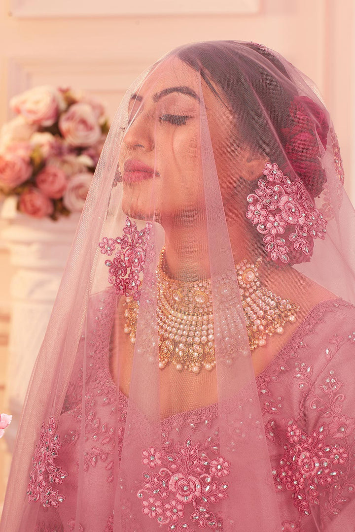 Buy Blush Pink Wedding Lehenga - Stone Embroidered Lehenga Choli