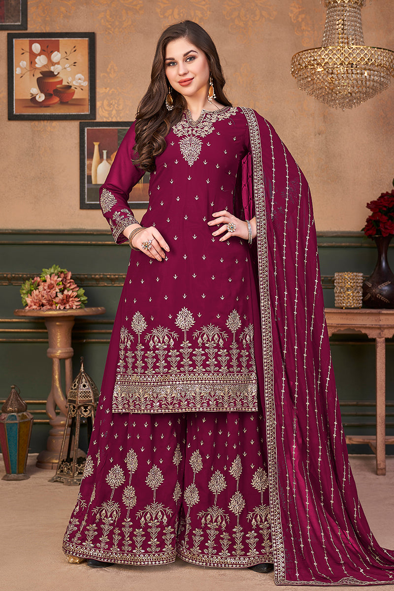 Pakistan Rani Buy Pakistani Style Rani Pink Suit - Embroidered Palazzo Salwar Suit ...