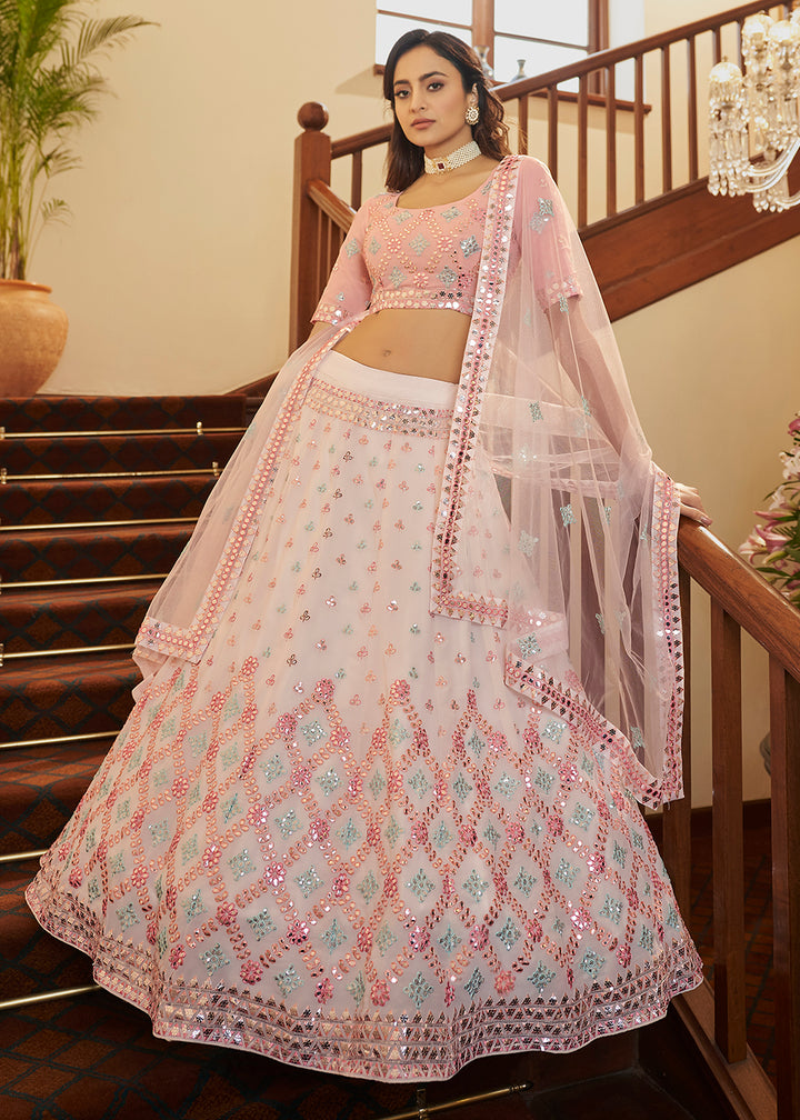 Buy Soft Pink Sequins & Gota Patti Work - Designer Lehenga Choli