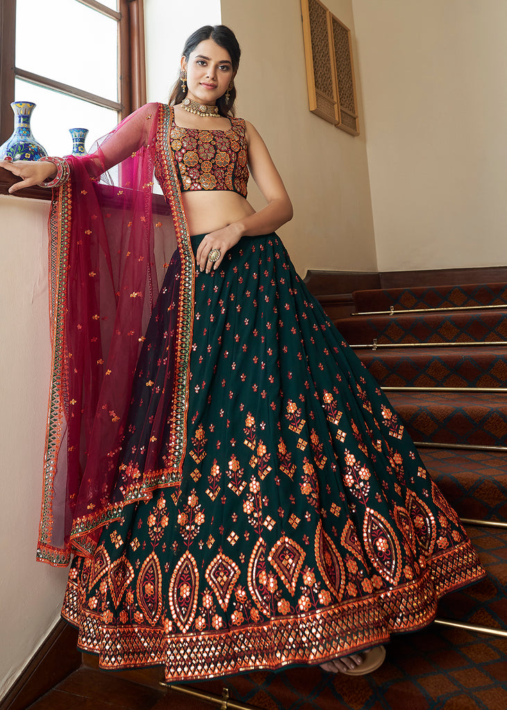 Bridal Lehenga with Thread Sequince Embroidered Gota Patti Semi Stitched Lehenga Choli Collection bollywood trend party Wear Womens top Or girls