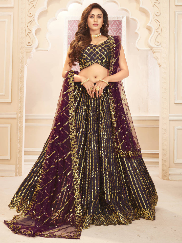 Buy Purple & Golden Lehenga - Embroidered Wedding Lehenga Choli