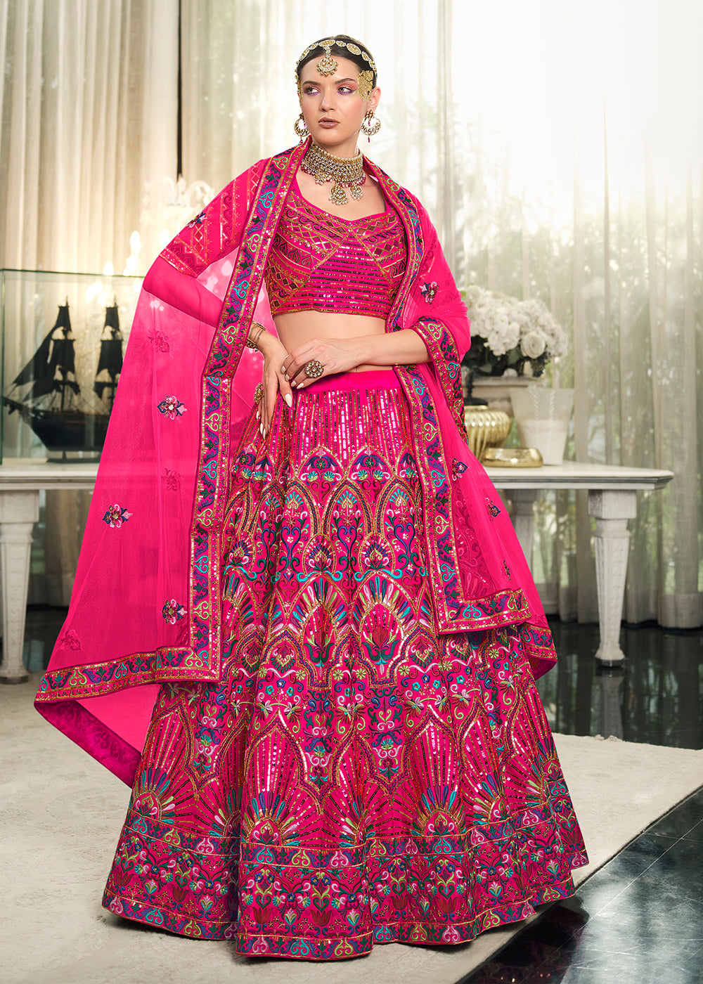 Magenta and Gold Indo Western Lehenga Choli by Hints by Pooja Guliani for  rent online | FLYROBE