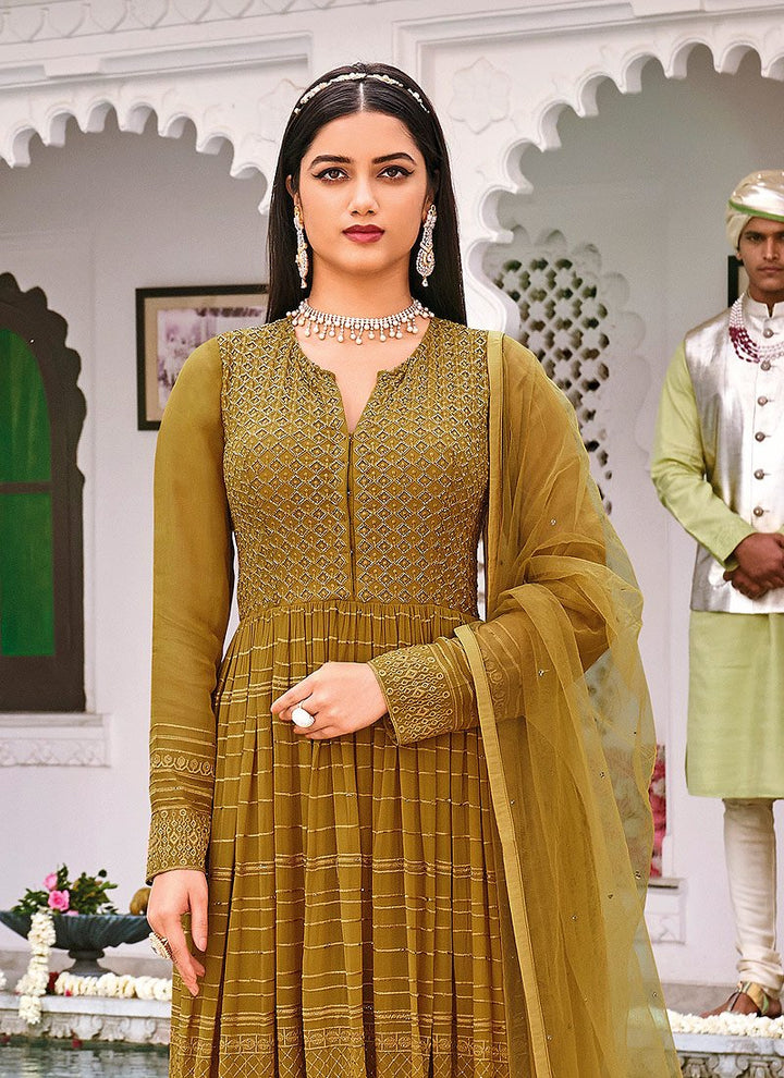 Buy Dazzling Yellow Pure Georgette Sharara - Embroidered Sharara Suit