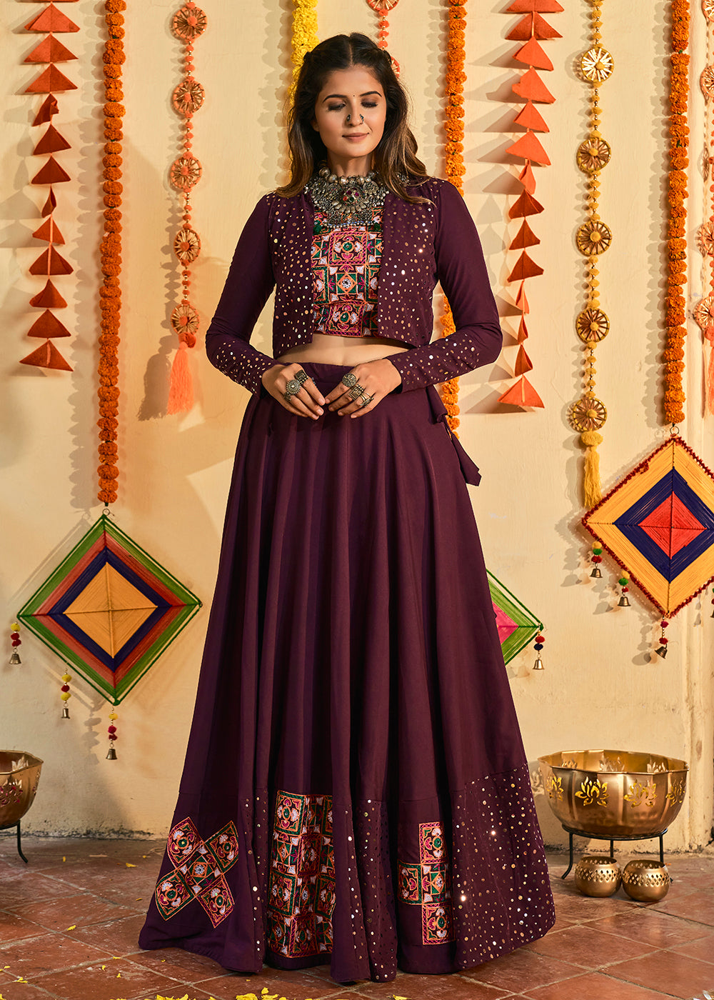Buy Now Fabulous Purple Maslin Cotton Navratri Chaniya Choli Online in USA, UK, Canada & Worldwide at Empress Clothing.