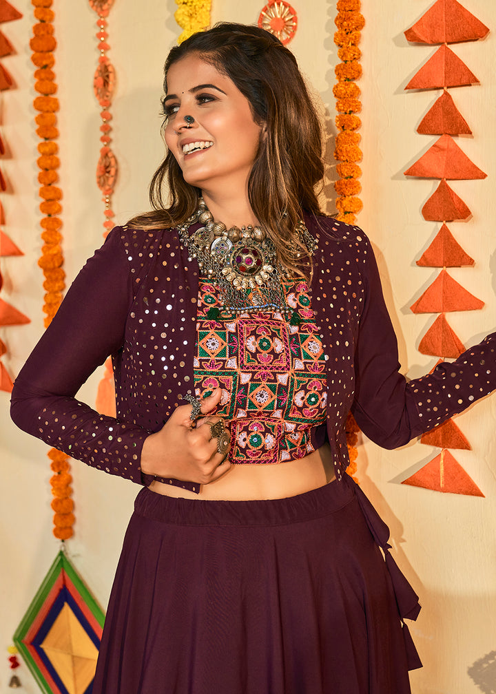 Buy Now Fabulous Purple Maslin Cotton Navratri Chaniya Choli Online in USA, UK, Canada & Worldwide at Empress Clothing.