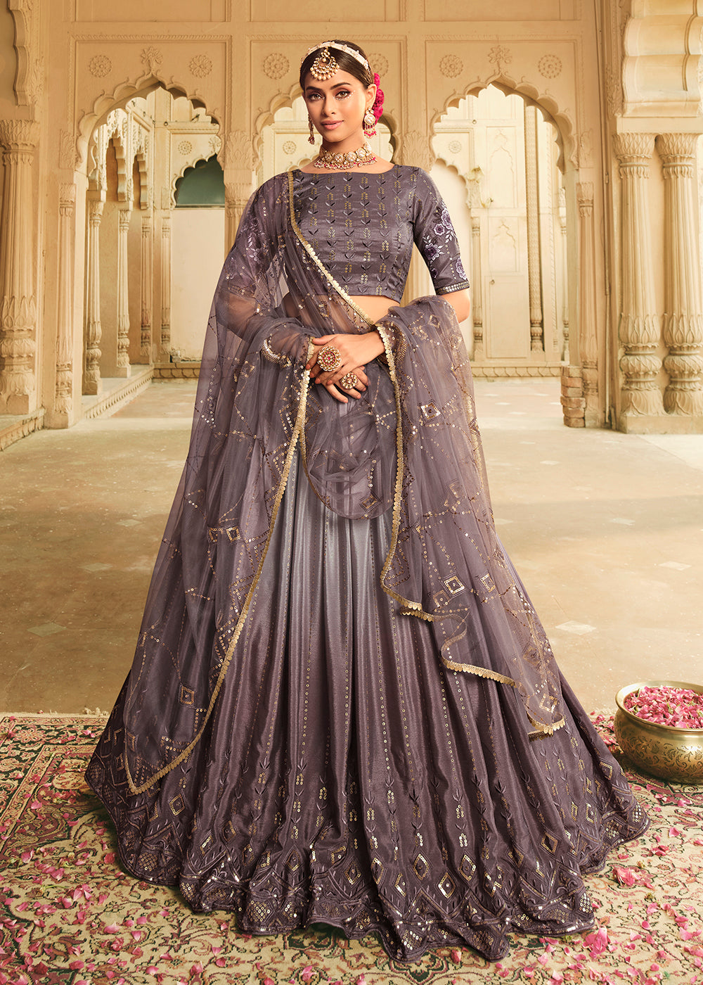 Buy Now Dusty Purple Multi Color Sequins Festive Lehenga Choli Online in USA, UK, Canada & Worldwide at Empress Clothing.
