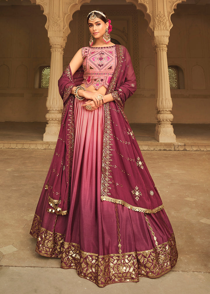 Buy Now Pink to Magenta Multi Color Sequins Festive Lehenga Choli Online in USA, UK, Canada & Worldwide at Empress Clothing.