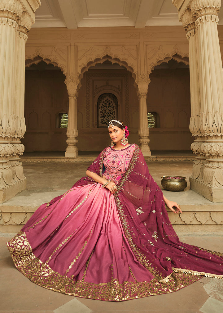 Buy Now Pink to Magenta Multi Color Sequins Festive Lehenga Choli Online in USA, UK, Canada & Worldwide at Empress Clothing.