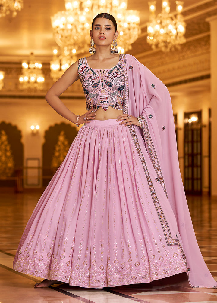 Buy Now Wedding Reception Glamorous Dusty Pink Trendy Lehenga Choli Online in USA, UK, Canada & Worldwide at Empress Clothing. 