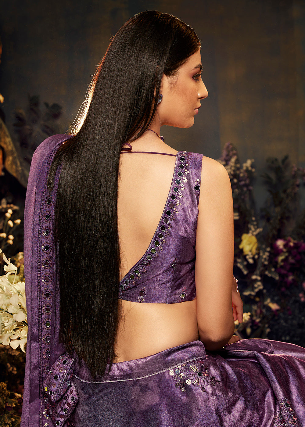 Buy Now Classy Purple Sequins & Mirror Velvet Lehenga Choli Online in USA, UK, Canada & Worldwide at Empress Clothing.
