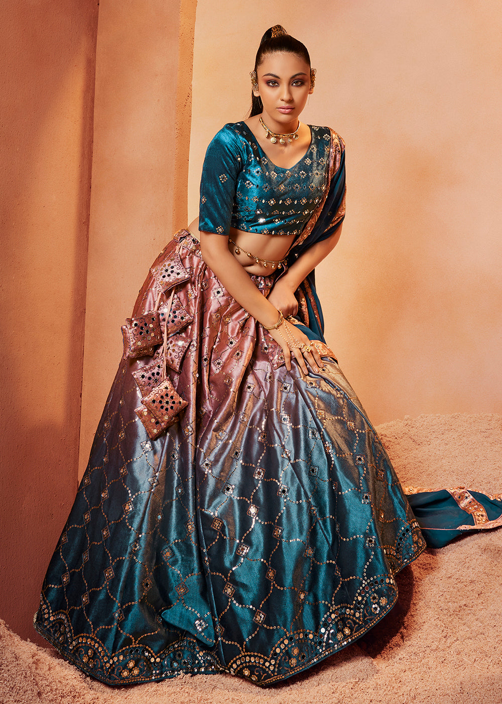 Buy Bollywood Katrina Kaif inspired red silk wedding lehenga choli in UK,  USA and Canada