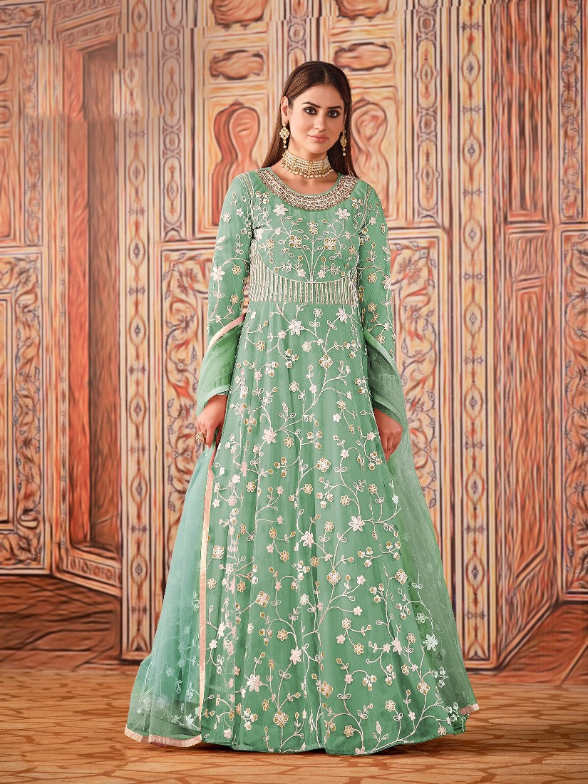 Green on sale anarkali dress