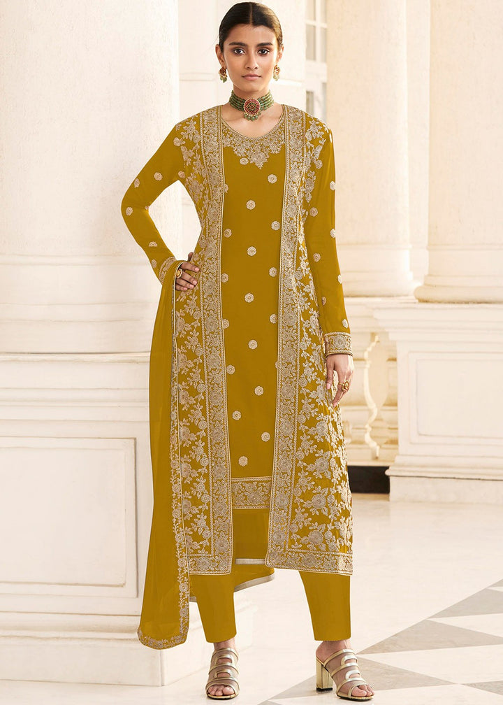 Yellow Designer Suit - Buy Embroidered Jacket Style Suit
