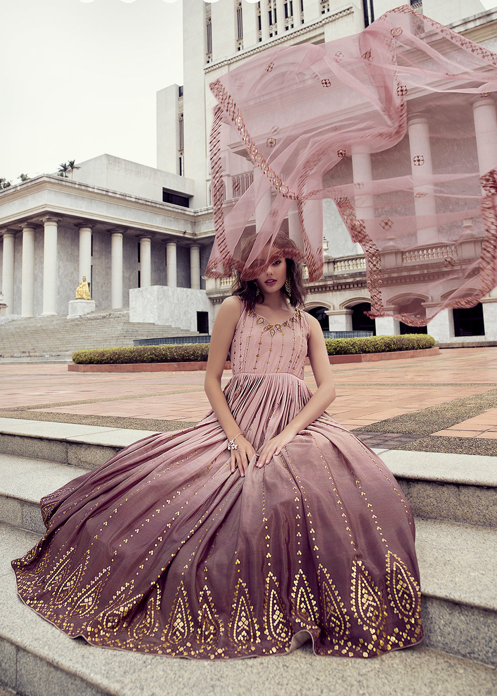 Buy Women Dusty Pink Wrap Full Sleeves Dress Online At Best Price -  Sassafras.in