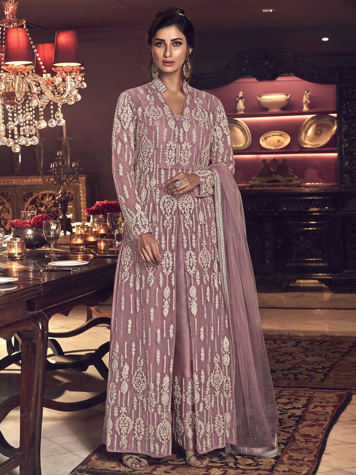 Pink Embroidered Traditional Style Anarkali Suit