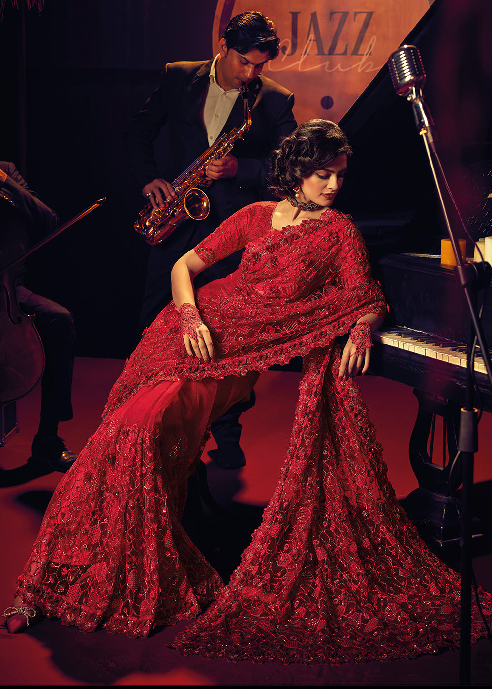 Buy Designer Saree - Bridal Party Charismatic Red Premium Net Saree Empress Clothing Buy Designer Saree - Bridal Party Charismatic Red Premium Net Saree Empress Clothing