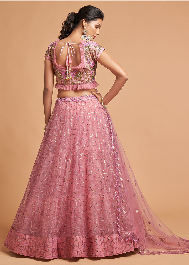 Buy Blush Pink Stylish Lehenga - Embroidered A Line Lehenga Choli