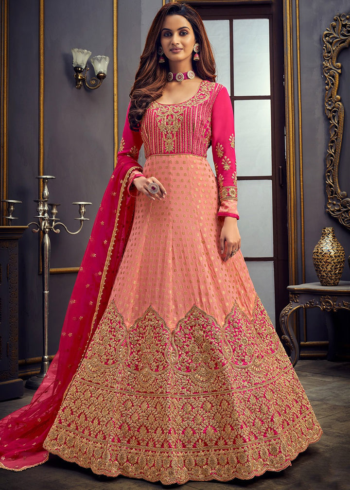 Pink Zarkan Anarkali - Buy Viscose Abaya Style Anarkali Suit