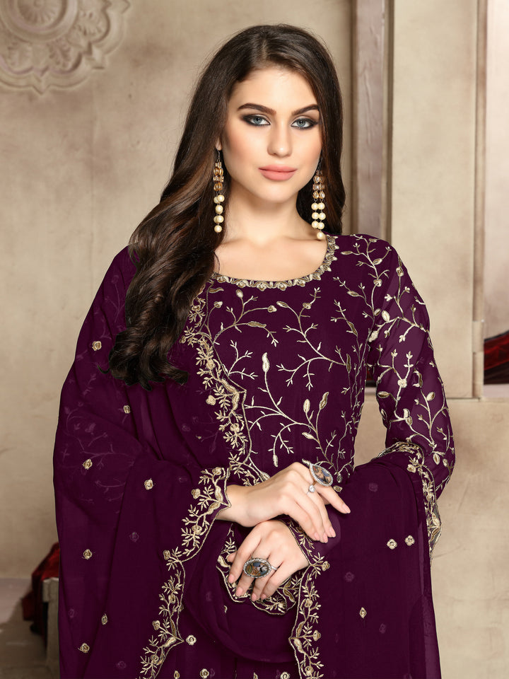 Buy Pinkish Purple Heavy Embroidered Anarkali - Anarkali Suit