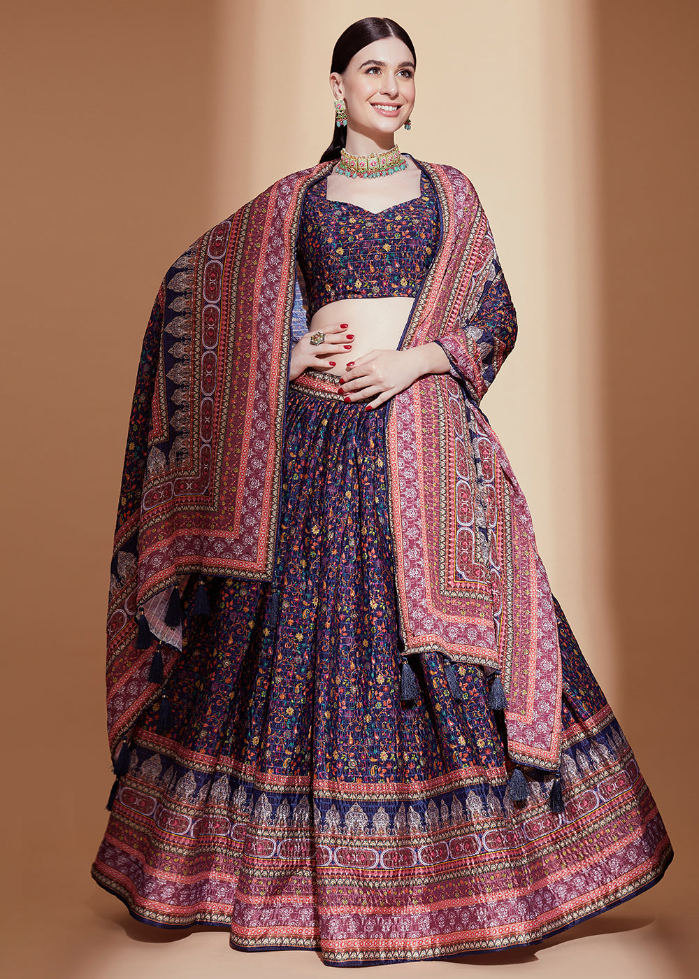Buy Now Purple Crochet & Digital Embroidered Festive Lehenga Choli Online in USA, UK, Canada & Worldwide at Empress Clothing.