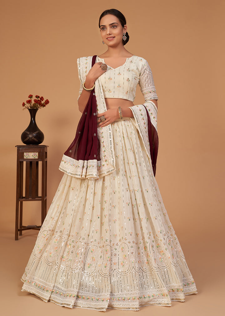 Buy Wedding Off White Embroidered Lehenga - Designer Lehenga Choli