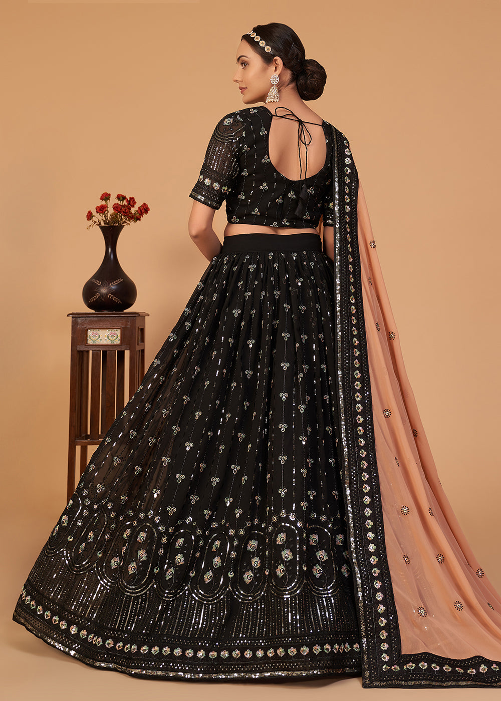 Buy Wedding Classy Black Embroidered Lehenga - Designer Lehenga Choli