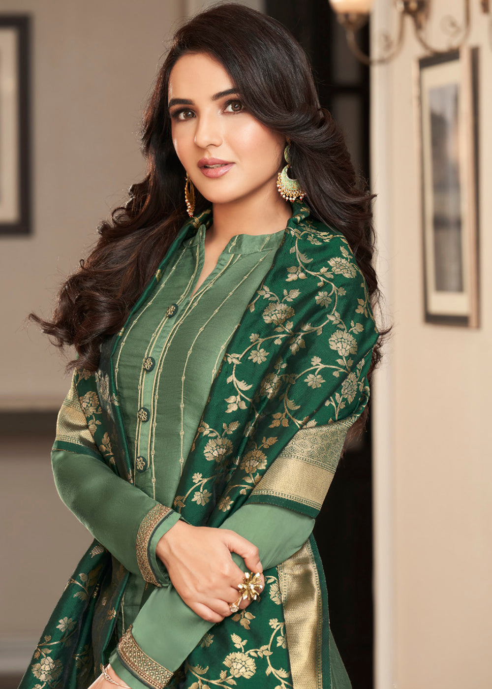 Buy Now Forest Green Traditional Silk Embroidered Salwar Suit Online in USA, UK, Canada, Germany & Worldwide at Empress Clothing.