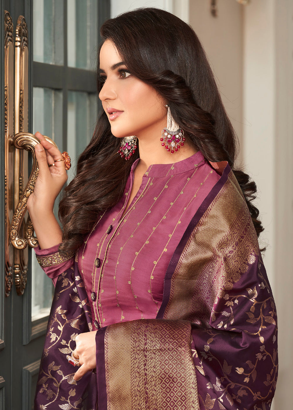 Buy Now Purple Traditional Silk Embroidered Salwar Suit Online in USA, UK, Canada, Germany & Worldwide at Empress Clothing.