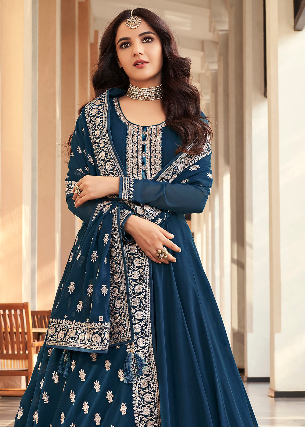 Blue Anarkali Dress Online: Latest Designs of Blue Anarkali Dresses Shopping