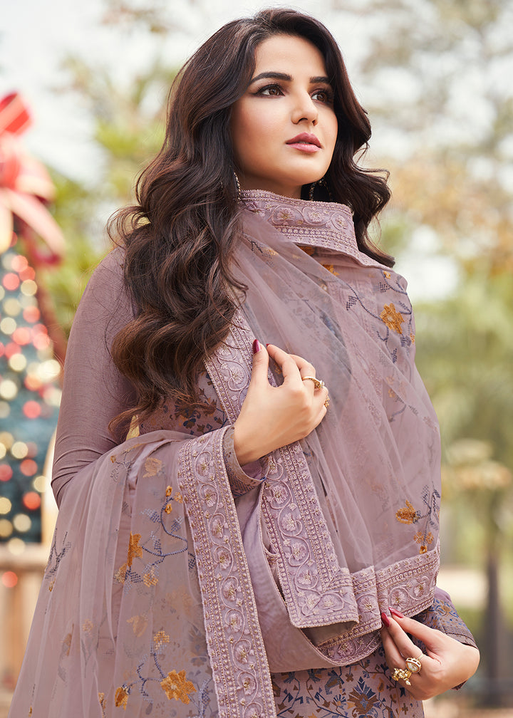 Buy Now Greyish Purple Viscose Jacquard Pant Style Salwar Kurta Set Online in USA, UK, Canada & Worldwide at Empress Clothing.