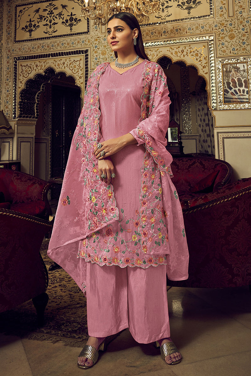 Buy Festive Pink Embroidered Suit - Designer Salwar Suit