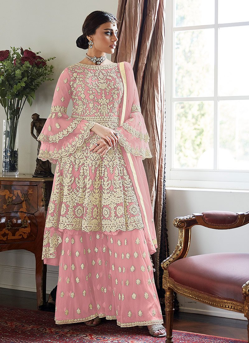 Buy Lovable Pink Trendy Sharara - Bell Sleeved Embroidered Sharara