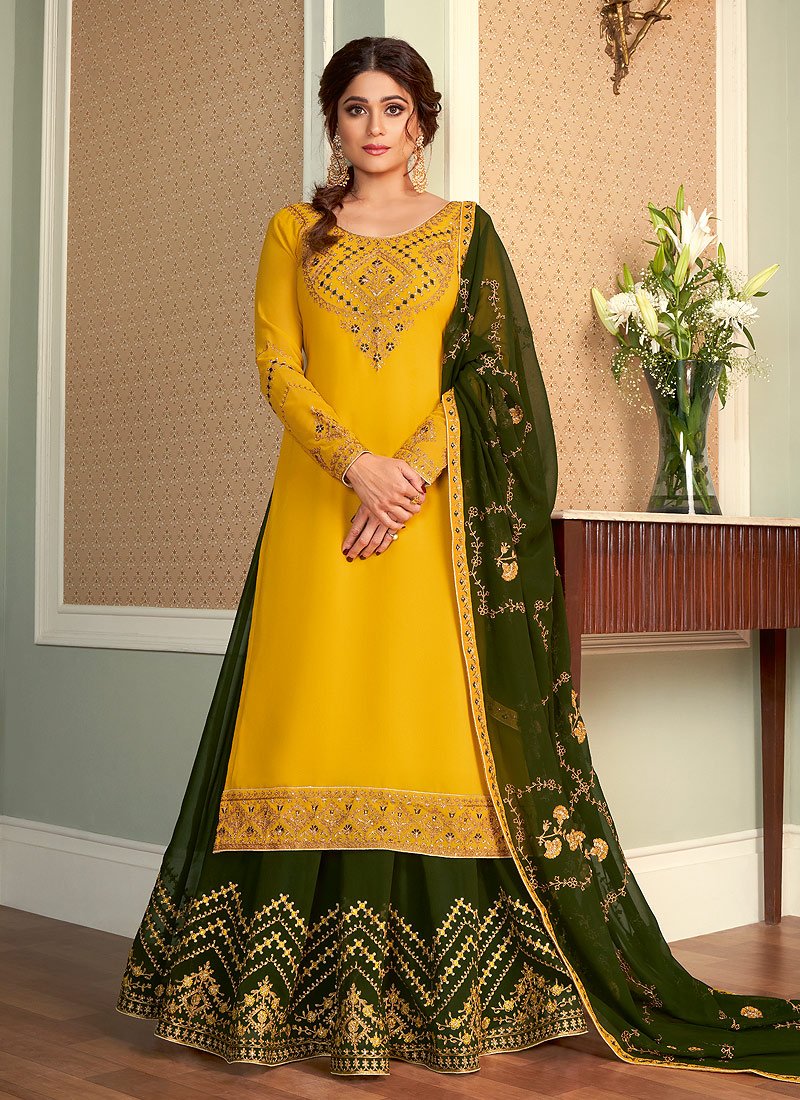 Yellow Lehenga Suit - Buy Shamita Shetty Lehenga Suit