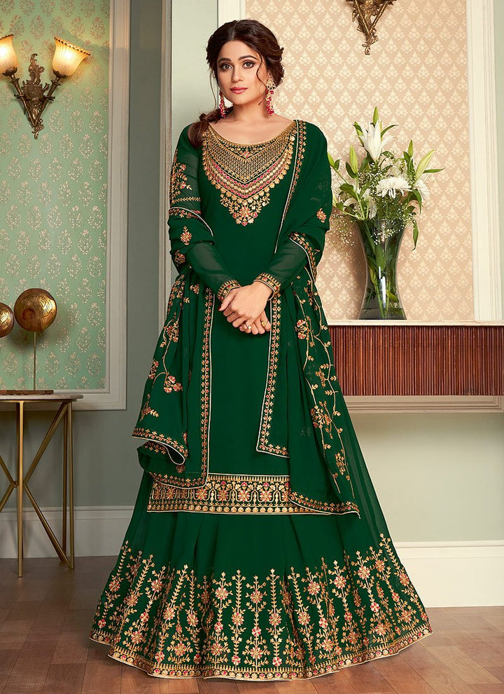 Green Lehenga Suit featuring Shamita Shetty