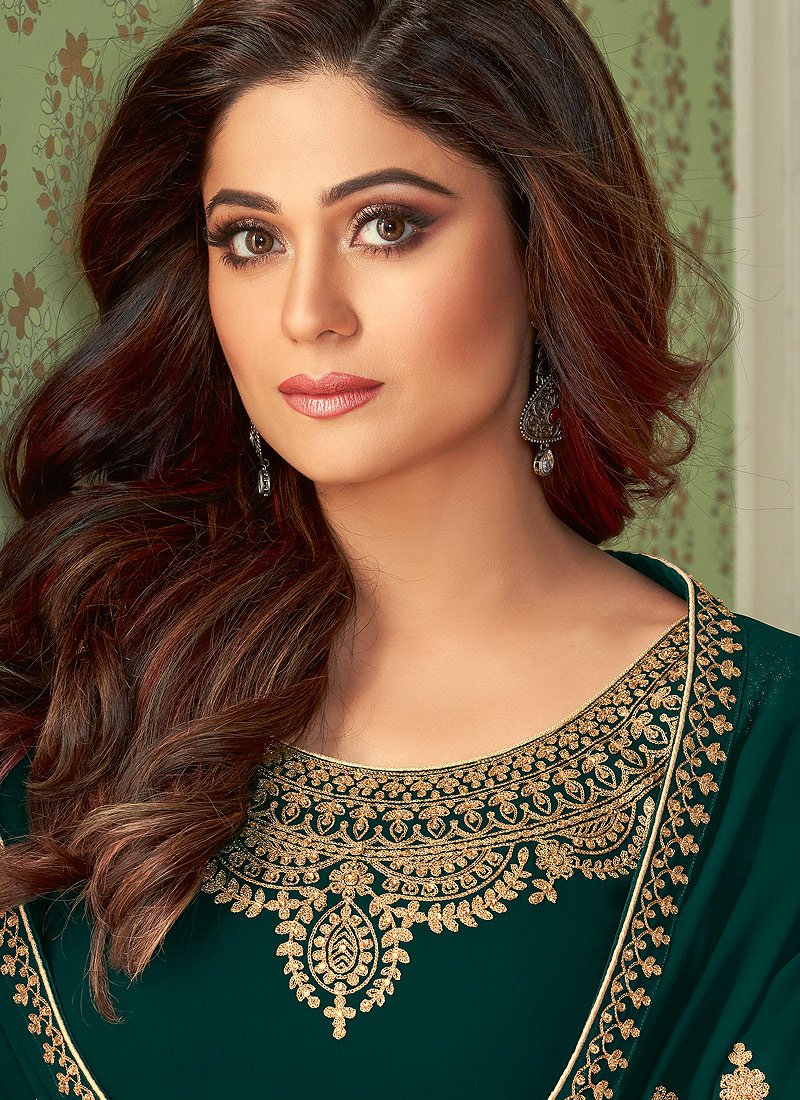 Buy Significant Green Suit - Shamita Shetty Georgette Palazzo Suit