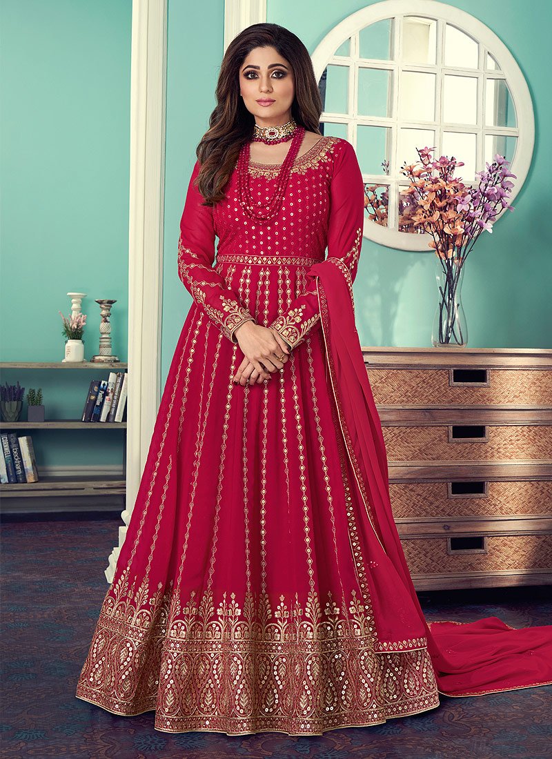 Buy Anarkali Gown in Magenta - Featuring Shamita Shetty