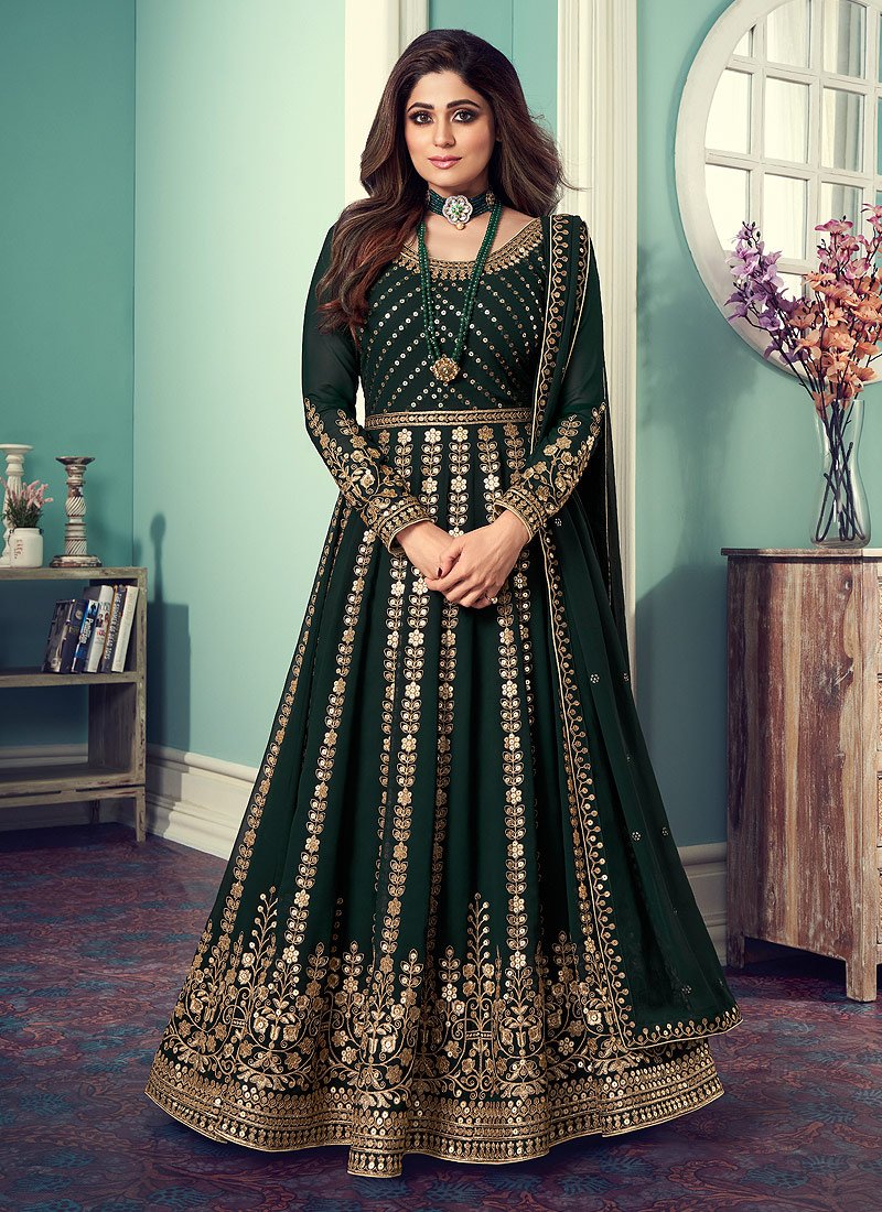 Buy Anarkali Gown in Green - Featuring Shamita Shetty