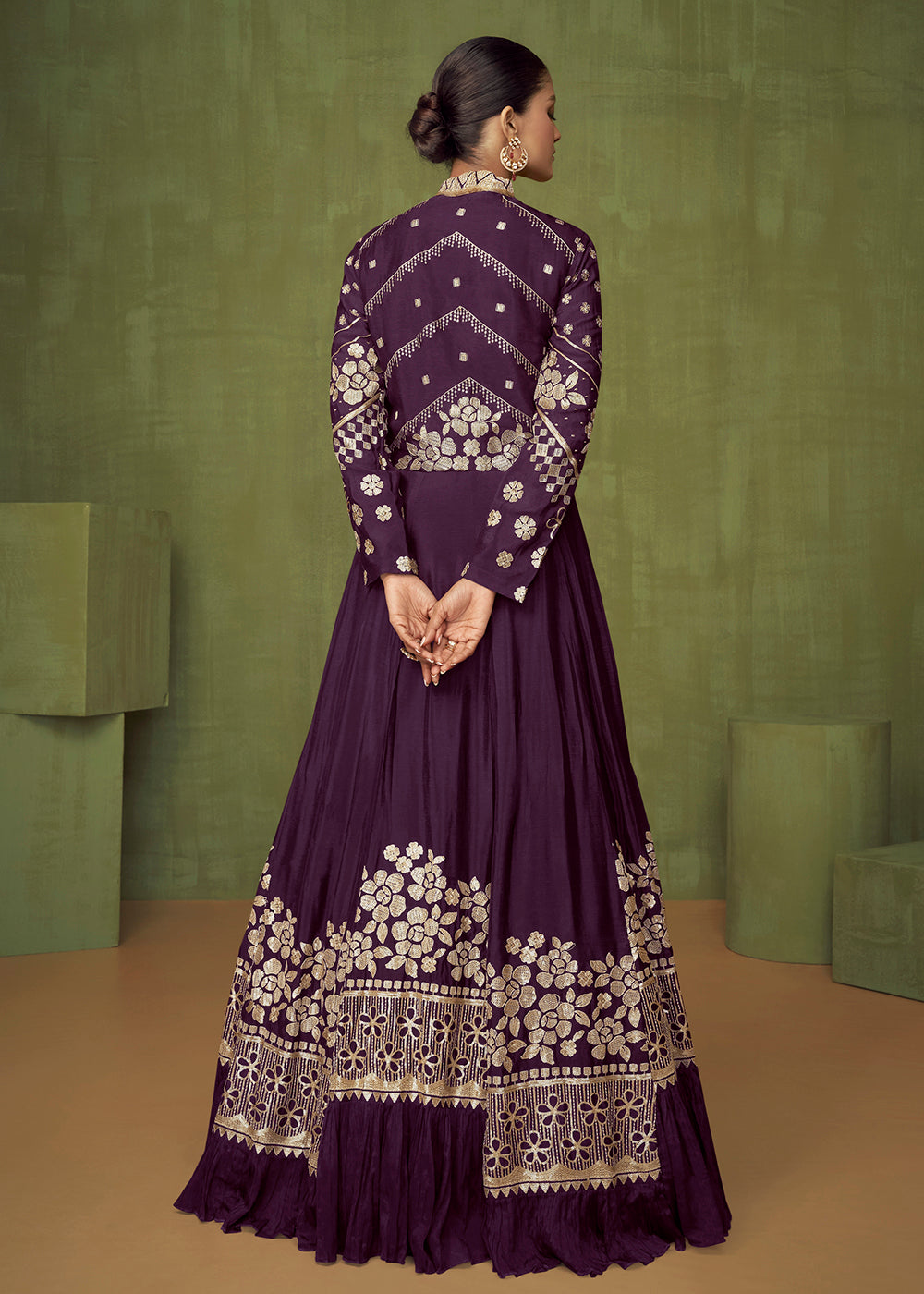 Buy Now Wedding Party Wear Classy Purple Bridesmaid Anarkali Gown Online in USA, UK, Australia, New Zealand, Canada & Worldwide at Empress Clothing.