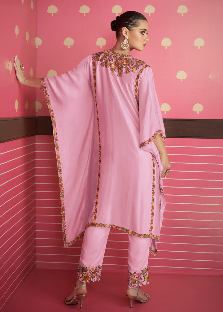Buy Now Rose Pink Silk Satin Kaftan Style Pant Style Suit Online in USA, UK, Canada, Germany & Worldwide at Empress Clothing. 