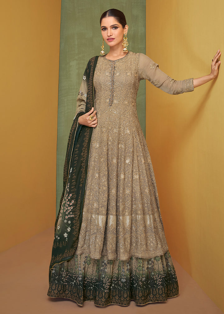 Buy Now Astonishing Beige Wedding Embroidered Bridal Anarkali Gown Online in USA, UK, Australia, New Zealand, Canada & Worldwide at Empress Clothing. 