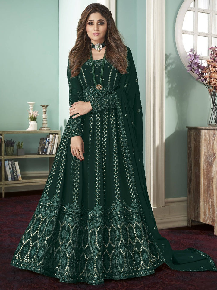 Buy Dazzling Green Anarkali Gown - Featuring Shamita Shetty