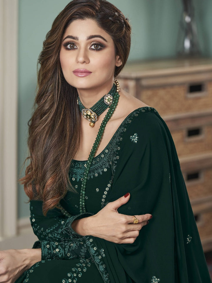 Buy Dazzling Green Anarkali Gown - Featuring Shamita Shetty