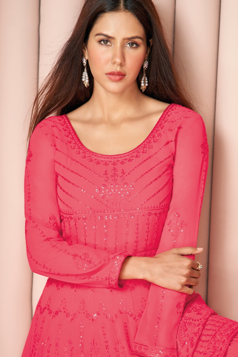 Buy Party Wear Soothing Pink Suit - Palazzo Style Salwar Suit