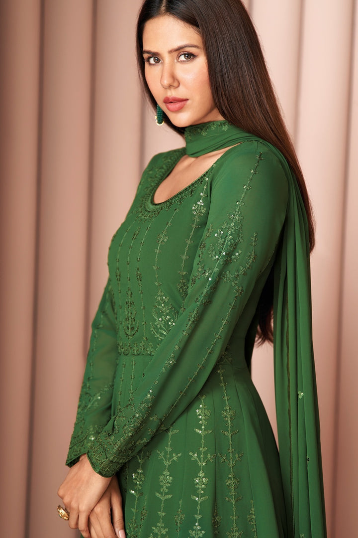 Buy Party Wear Splendid Green Suit - Palazzo Style Salwar Suit