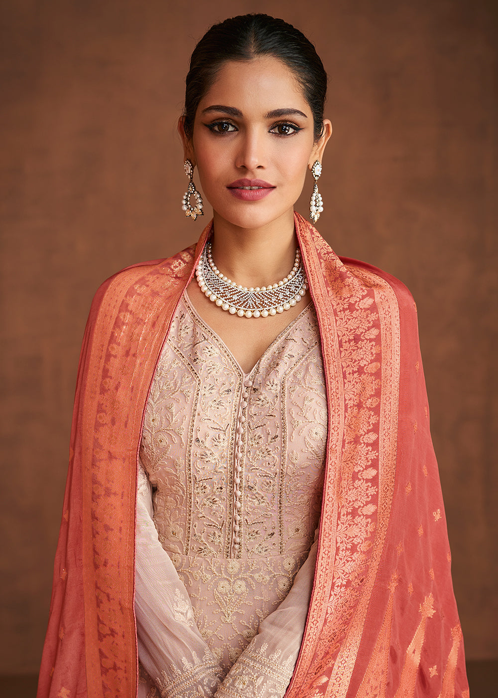 Buy Amazing Pink Eid/Festive Anarkali - Embroidered Anarkali Gown