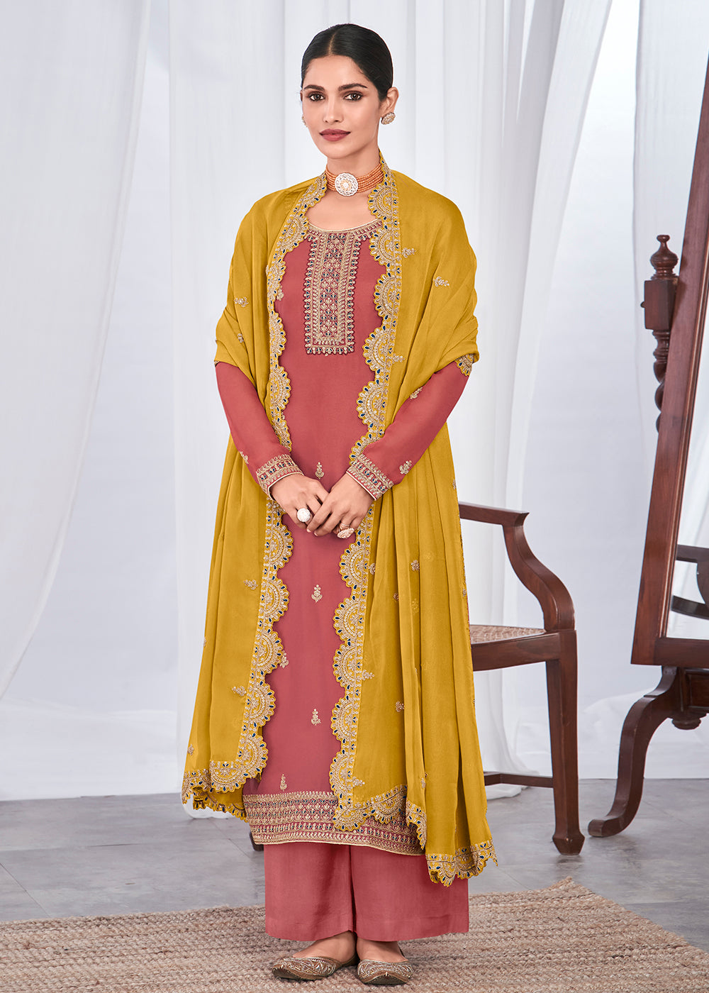 Buy Now Pretty Looking Peach Indian Party Wear Salwar Suit Online in USA, UK, Canada, Germany & Worldwide at Empress Clothing.
