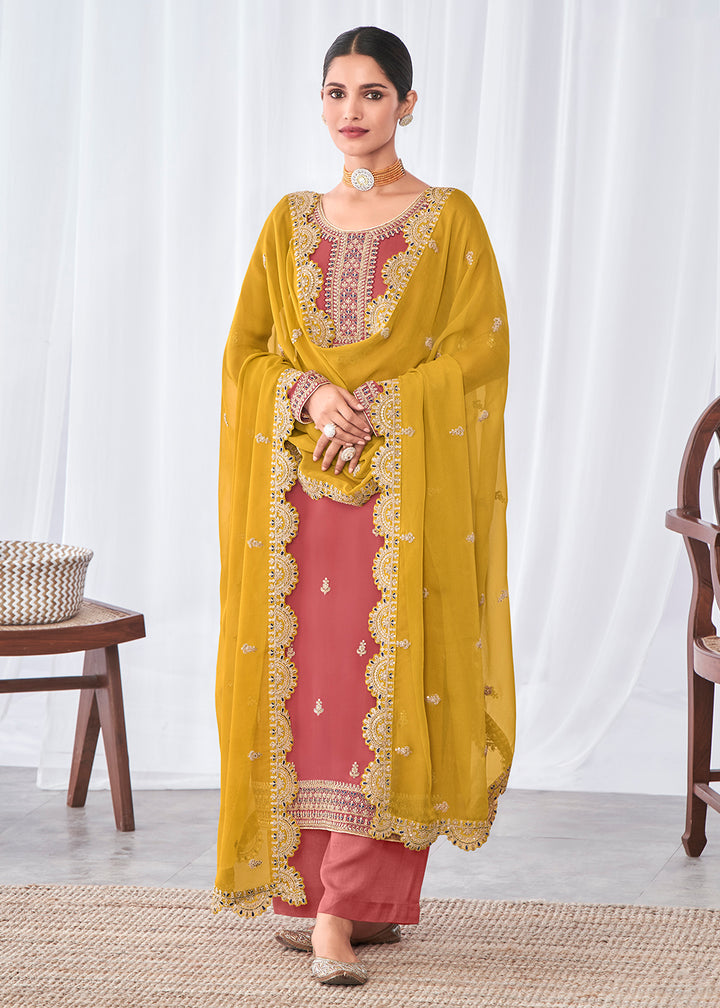 Buy Now Pretty Looking Peach Indian Party Wear Salwar Suit Online in USA, UK, Canada, Germany & Worldwide at Empress Clothing.