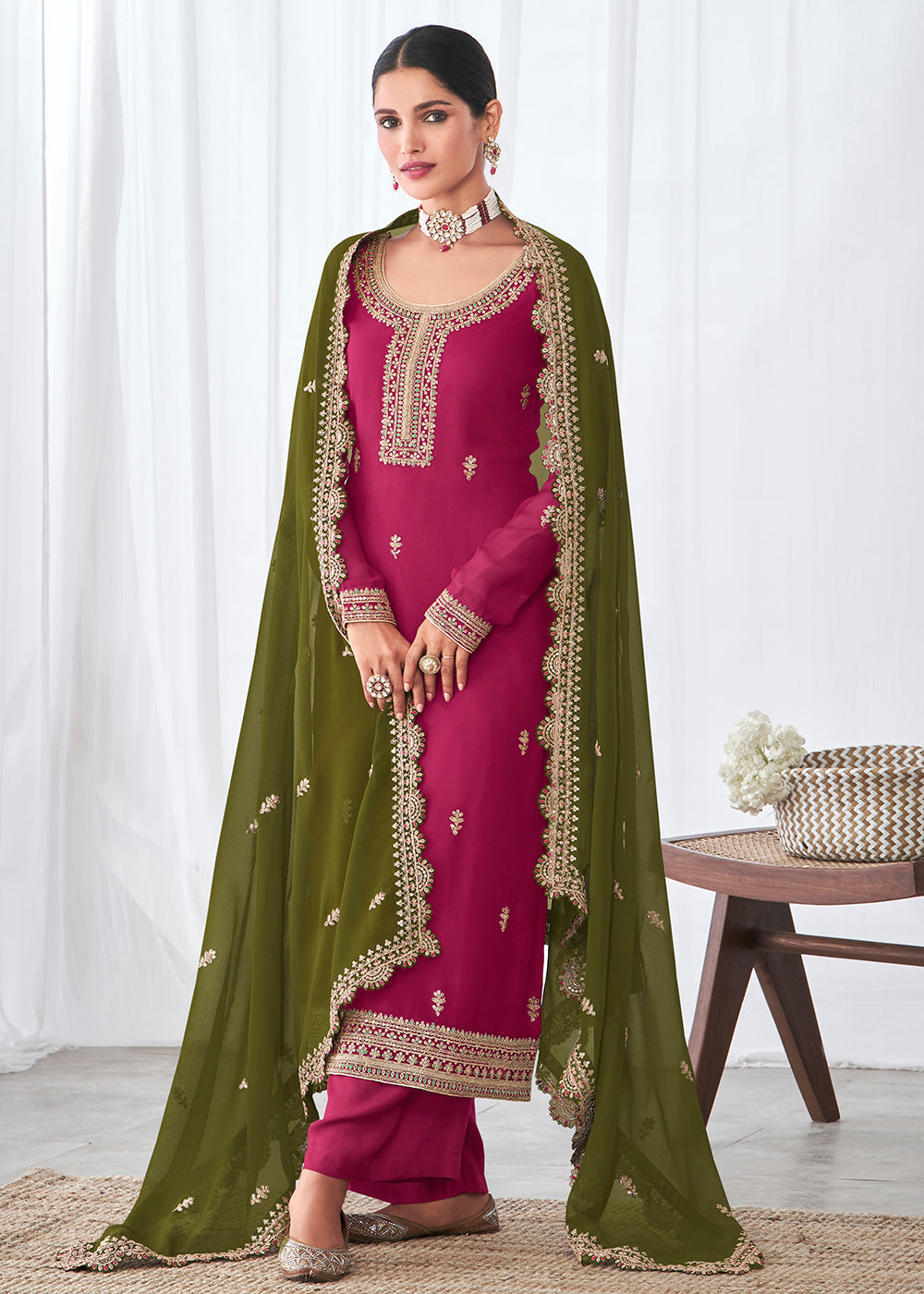 Buy Now Beautiful Magenta Pink Indian Party Wear Salwar Suit Online in USA, UK, Canada, Germany & Worldwide at Empress Clothing.